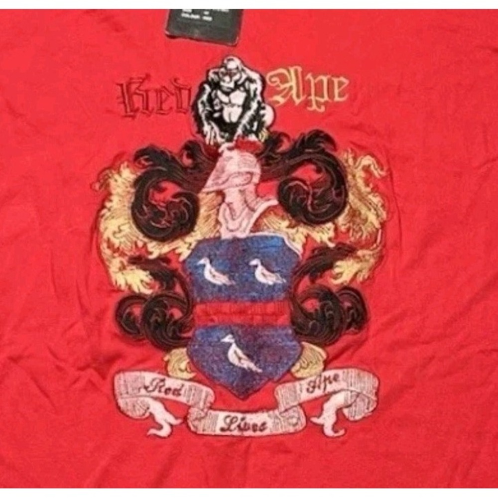 Red Ape T Shirt 4X NWT Red Graphic Crest Y2K Streetwear Oversized 2000s Mens Tee